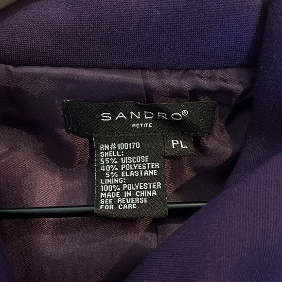 Sandro | Eggplant Purple 3/4 Sleeve Blazer Size Large Petite Office Business - Picture 8 of 10